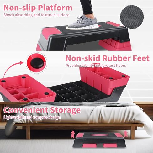 منصة تدريب للتمرين والتمارين الرياضية، جهاز ستيبر هوائي مقاس 30 بوصة مع رافعات ارتفاع قابلة للتعديل مقاس 5 بوصة - 7 بوصة - 9 بوصة in Kuwait