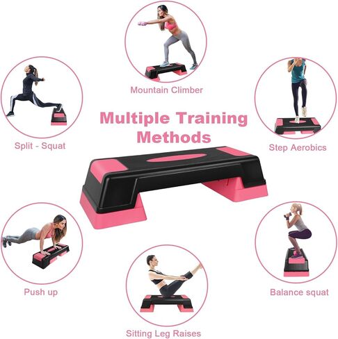 منصة تدريب للتمرين والتمارين الرياضية، جهاز ستيبر هوائي مقاس 30 بوصة مع رافعات ارتفاع قابلة للتعديل مقاس 5 بوصة - 7 بوصة - 9 بوصة in Kuwait