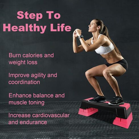 منصة تدريب للتمرين والتمارين الرياضية، جهاز ستيبر هوائي مقاس 30 بوصة مع رافعات ارتفاع قابلة للتعديل مقاس 5 بوصة - 7 بوصة - 9 بوصة in Kuwait