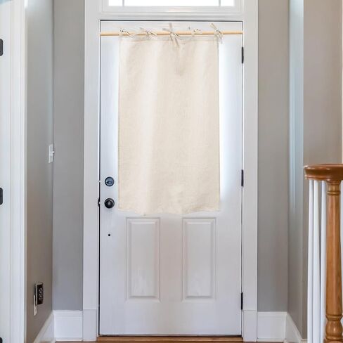 100% Linen Door Curtains 40 Inch Length Short Hanging Tie Top Half Curtain for Kitchen Farmhouse Cafe Small Window, 1 Panel, Black in Saudi Arabia