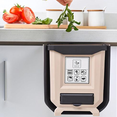 Kitchen Trash Can Hanging Foldable Trash Can Collapsible Waste Bin with 5 Rolls Trash Bags for Kitchen Cabinet Car Bedroom Bathroom in Saudi Arabia