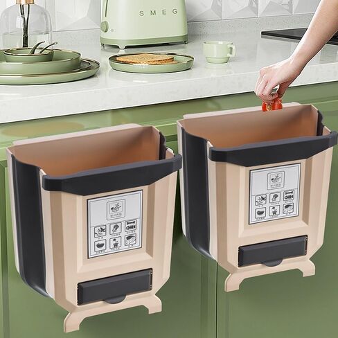 سلة المهملات المطبخ معلقة سلة المهملات قابلة للطي سلة المهملات مع 5 لفات أكياس القمامة لخزانة المطبخ غرفة نوم السيارة الحمام in Kuwait