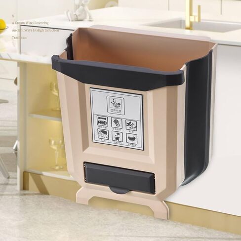 سلة المهملات المطبخ معلقة سلة المهملات قابلة للطي سلة المهملات مع 5 لفات أكياس القمامة لخزانة المطبخ غرفة نوم السيارة الحمام in Kuwait