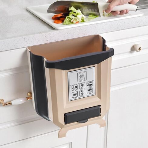 سلة المهملات المطبخ معلقة سلة المهملات قابلة للطي سلة المهملات مع 5 لفات أكياس القمامة لخزانة المطبخ غرفة نوم السيارة الحمام in Kuwait