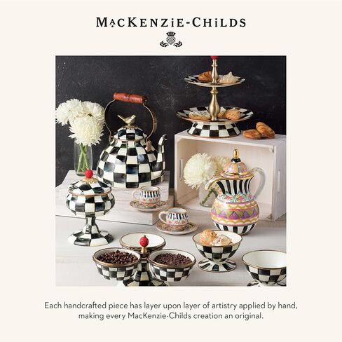 MACKENZIE-CHILDS 3260 Jigger، أداة شريط معدني، سعة 1 أونصة و1.5 أونصة، فحص كورتلي باللونين الأبيض والأسود in Saudi Arabia