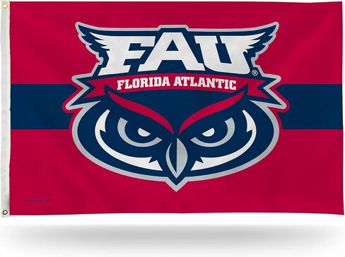 Rico Industries NCAA Florida Atlantic Owls أحمر مع شريط أزرق مقاس 3 × 5 بوصات راية علم من جانب واحد - داخلي أو خارجي - ديكور منزلي in Saudi Arabia