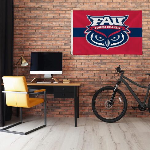 Rico Industries NCAA Florida Atlantic Owls أحمر مع شريط أزرق مقاس 3 × 5 بوصات راية علم من جانب واحد - داخلي أو خارجي - ديكور منزلي in Saudi Arabia