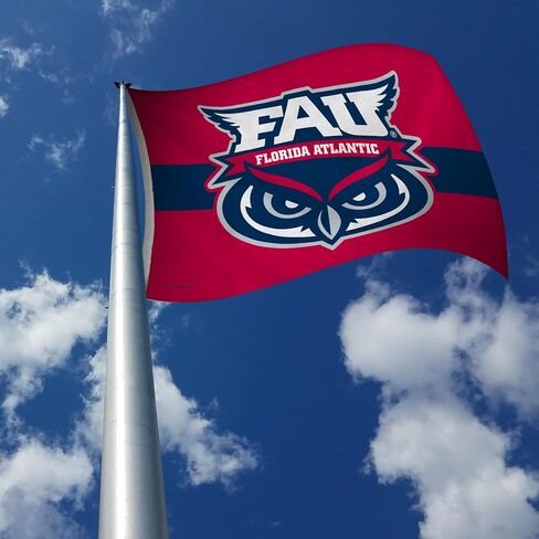 Rico Industries NCAA Florida Atlantic Owls أحمر مع شريط أزرق مقاس 3 × 5 بوصات راية علم من جانب واحد - داخلي أو خارجي - ديكور منزلي in Saudi Arabia