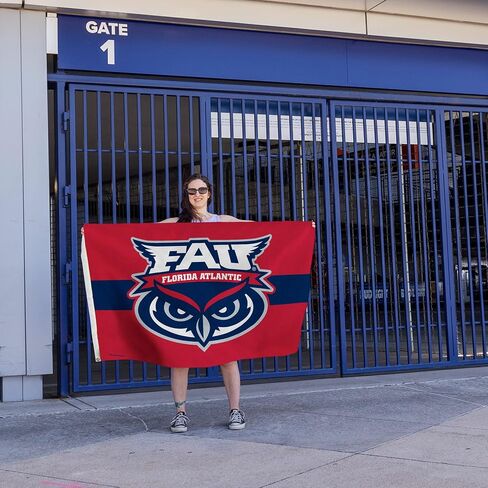Rico Industries NCAA Florida Atlantic Owls أحمر مع شريط أزرق مقاس 3 × 5 بوصات راية علم من جانب واحد - داخلي أو خارجي - ديكور منزلي in Saudi Arabia