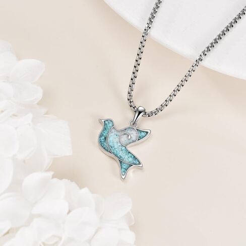 Italian Horn Necklace Sterling Silver Italian Horn Turquoise Pendant Necklace Italian Horn Jewelry Gifts for Women Men in Kuwait