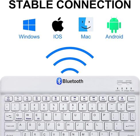 Ultra-Slim Bluetooth Keyboard Compatible with iPad, iPad Air, iPad Pro, iPad Mini, Mini Wireless Keyboard Compatible with Tablet, Apple iPhone, Rechargeable Low Profile Keyboard, 10 inch Black in Saudi Arabia
