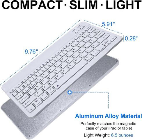 Ultra-Slim Bluetooth Keyboard Compatible with iPad, iPad Air, iPad Pro, iPad Mini, Mini Wireless Keyboard Compatible with Tablet, Apple iPhone, Rechargeable Low Profile Keyboard, 10 inch Black in Saudi Arabia