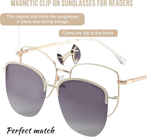 OCCI CHIARI Magnetic Clip on Sunglasses Readers Women Polarized Reading Sunglass 1.0 1.25 1.5 1.75 2.0 2.25 2.5 2.75 3.0 in Kuwait