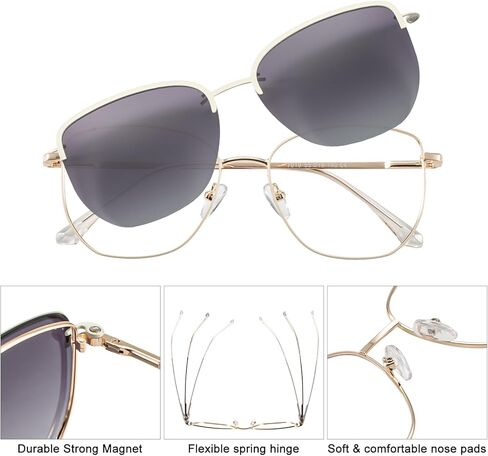 OCCI CHIARI Magnetic Clip on Sunglasses Readers Women Polarized Reading Sunglass 1.0 1.25 1.5 1.75 2.0 2.25 2.5 2.75 3.0 in Kuwait