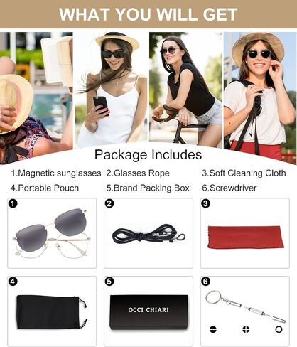 OCCI CHIARI Magnetic Clip on Sunglasses Readers Women Polarized Reading Sunglass 1.0 1.25 1.5 1.75 2.0 2.25 2.5 2.75 3.0 in Kuwait