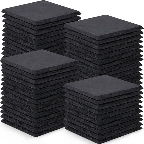 60 Pieces Slate Drink Coasters, GOH DODD 4 Inch Black Coasters Stone Coaster Set, Laser Engraving Blanks with Anti-Scratch Bottom for Home Office Kitchen Apartment Bar, Square in Kuwait