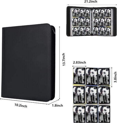 Collectible Trading Card Zipper Album Holder, 16-Pocket,1024 Pockets Card 30 Protective Sleevesfor Cards Storage & Organisation Card Binder Case Holder for TCG, Sports Card (Black-1024 Pockets) in Saudi Arabia