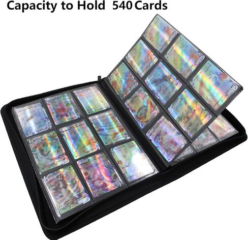 Collectible Trading Card Zipper Album Holder, 16-Pocket,1024 Pockets Card 30 Protective Sleevesfor Cards Storage & Organisation Card Binder Case Holder for TCG, Sports Card (Black-1024 Pockets) in Saudi Arabia