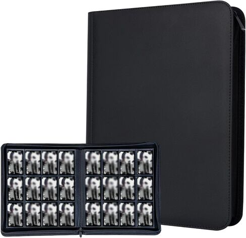 Collectible Trading Card Zipper Album Holder, 16-Pocket,1024 Pockets Card 30 Protective Sleevesfor Cards Storage & Organisation Card Binder Case Holder for TCG, Sports Card (Black-1024 Pockets) in Saudi Arabia
