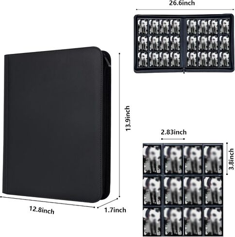 Collectible Trading Card Zipper Album Holder, 16-Pocket,1024 Pockets Card 30 Protective Sleevesfor Cards Storage & Organisation Card Binder Case Holder for TCG, Sports Card (Black-1024 Pockets) in Saudi Arabia