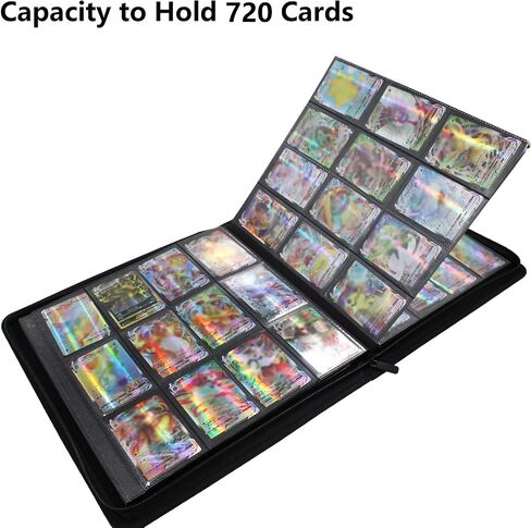 Collectible Trading Card Zipper Album Holder, 16-Pocket,1024 Pockets Card 30 Protective Sleevesfor Cards Storage & Organisation Card Binder Case Holder for TCG, Sports Card (Black-1024 Pockets) in Saudi Arabia