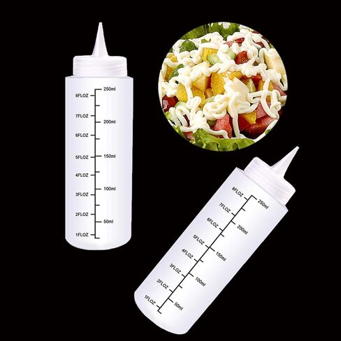 10 عبوات 8 أونصة (250 مل) زجاجات ضغط للبهارات مع زجاجات كاتبة موازين وغطاء ذو ​​طرف أحمر للكاتشب والصلصات والشراب والضمادات والفنون والحرف اليدوية in Kuwait