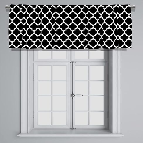 Blackout Geometric Polka Dot Rod Pocket Short Window Curtain Valance for Kitchen Bedroom Decor, 52" x 18", Black and White, 2 Panels in Saudi Arabia