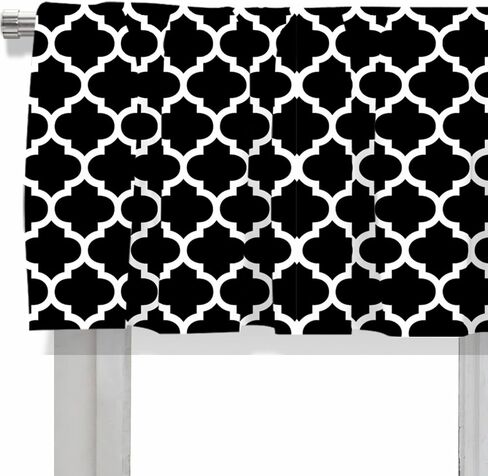 Blackout Geometric Polka Dot Rod Pocket Short Window Curtain Valance for Kitchen Bedroom Decor, 52" x 18", Black and White, 2 Panels in Saudi Arabia