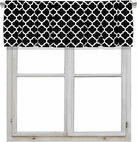 Blackout Geometric Polka Dot Rod Pocket Short Window Curtain Valance for Kitchen Bedroom Decor, 52" x 18", Black and White, 2 Panels in Saudi Arabia