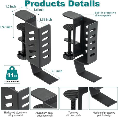No Drill Desk Side Laptop Mount,Hanging Laptop Holder for Office and Home，Clamp on Desk Side Storage Organizer for Laptops/MacBook/Book/Keyboards/Headphone/Gamepad/Backpack White in Saudi Arabia
