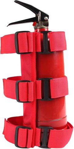 Universal Fire Extinguisher Straps Adjustable Roll Bar Mount 3 lb Fire Extinguisher Holder for Boat Wrangler Car Truck UTV Vehicles Roll Cage Interior Accessories Home Office,Red Strap Only in Saudi Arabia