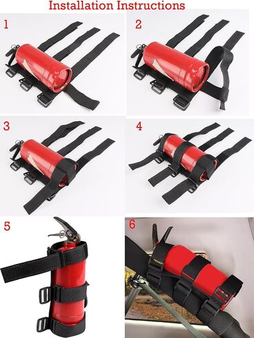 Universal Fire Extinguisher Straps Adjustable Roll Bar Mount 3 lb Fire Extinguisher Holder for Boat Wrangler Car Truck UTV Vehicles Roll Cage Interior Accessories Home Office,Red Strap Only in Saudi Arabia