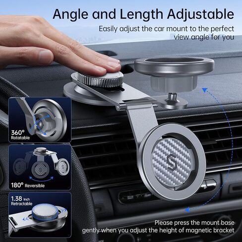 SYNCWIRE for MagSafe Car Mount for Universal Dashboard &Tesla Screen, [Super Stable ] Magnetic Phone Holder for Car, Aluminum Alloy Arm, Car Mount for iPhone 15 Pro Max 14 13 12&All in Kuwait