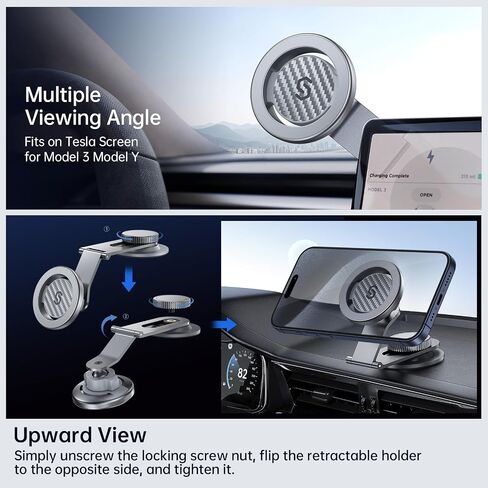 SYNCWIRE for MagSafe Car Mount for Universal Dashboard &Tesla Screen, [Super Stable ] Magnetic Phone Holder for Car, Aluminum Alloy Arm, Car Mount for iPhone 15 Pro Max 14 13 12&All in Kuwait