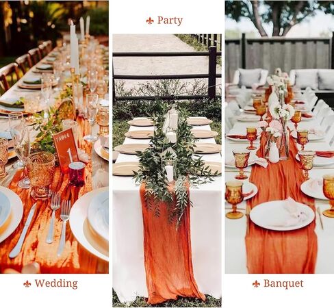 16 حزمة مفرش طاولة من القماش القطني، مفرش طاولة شاش بوهو بطول 10 أقدام، مقاس 21 × 120 بوصة، مفرش طاولة طويل رومانسي ريفي لحفلات الزفاف وحفلات الزفاف وعيد الشكر وديكور عيد الميلاد (عنابي) in Kuwait