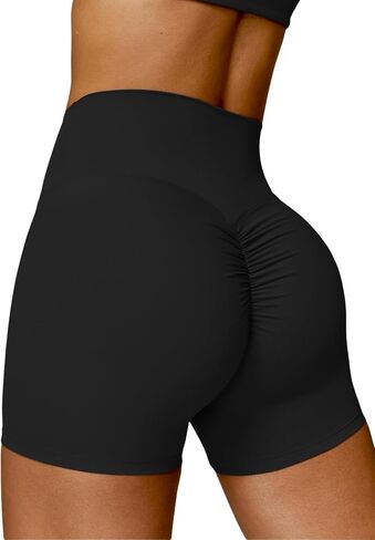 Womens Butt Lift Yoga Shorts Flag Printed High Waisted Back Ruched Legging Shorts Tummy Control Sports Bike Shorts in Kuwait