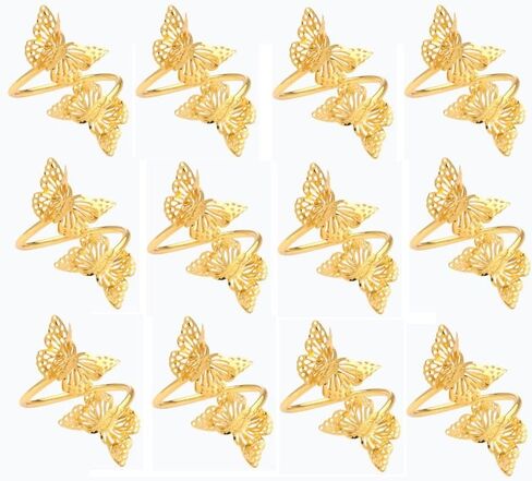 12pcs Napkin Buckle Napkin Ring Metal Napkin Ring,Metal Dragonfly Napkin Rings,Table Decoration Metal Napkin Rings, Double Butterfly Napkin Ring, Table Décor Accessories, in Kuwait