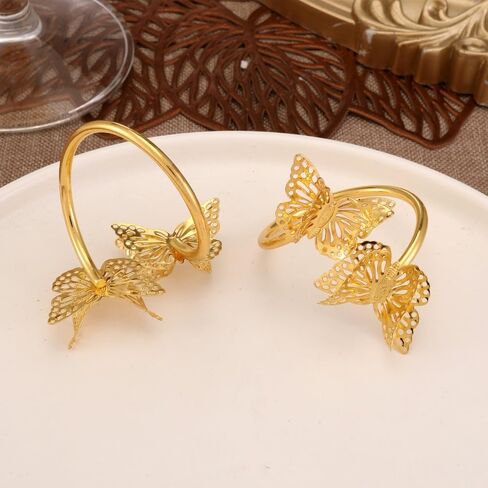 12pcs Napkin Buckle Napkin Ring Metal Napkin Ring,Metal Dragonfly Napkin Rings,Table Decoration Metal Napkin Rings, Double Butterfly Napkin Ring, Table Décor Accessories, in Kuwait