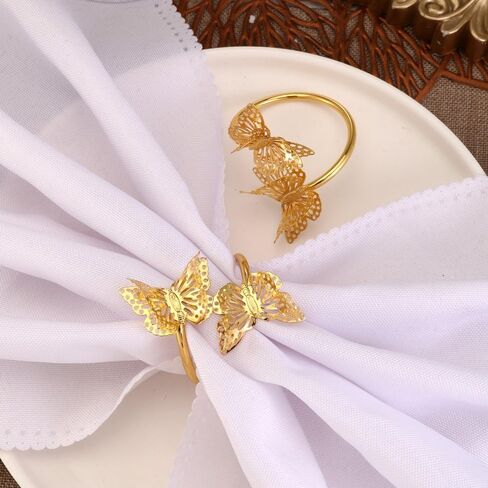 12pcs Napkin Buckle Napkin Ring Metal Napkin Ring,Metal Dragonfly Napkin Rings,Table Decoration Metal Napkin Rings, Double Butterfly Napkin Ring, Table Décor Accessories, in Kuwait