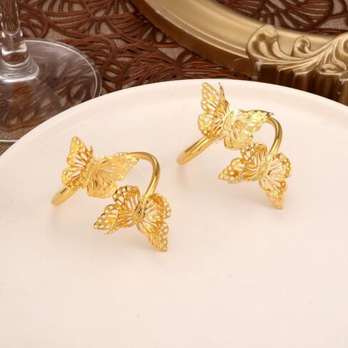 12pcs Napkin Buckle Napkin Ring Metal Napkin Ring,Metal Dragonfly Napkin Rings,Table Decoration Metal Napkin Rings, Double Butterfly Napkin Ring, Table Décor Accessories, in Kuwait