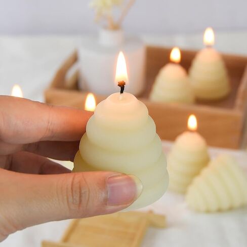 مجموعة مكونة من 12 شمعة نذرية من شمع النحل - شمعة مبتكرة على شكل خلية نحل، هدية مثالية للأم والزوجة أو كهدية للضيوف لحفلة استقبال المولود الجديد - أصفر in Kuwait