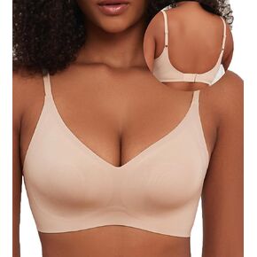 PRETTYWELL Wireless Bras for Women Lightly Lined Original Comfort Bra V Neck Bralette with Soft Support Seamless Everyday Bra