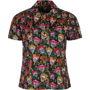 Benny's Womens Sugar Skulls Camp Shirt