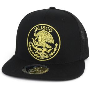 Trendy Apparel Shop City of Mexico Eagle Embroidered Flatbill Trucker Mesh Cap