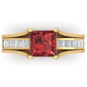 Clara Pucci 3.34ct Princess Cut Solitaire Natural Garnet Engagement Promise Anniversary Bridal Ring band set Sliding 14k Yellow Gold