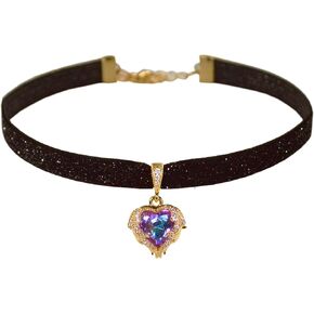 14k Gold Plated Black Angel Wings Heart Choker Necklace for Women Shiny Black Velvet Chokers Ribbon Goth Emo Chocker Necklaces Jewelry Gifts for Teen Girls