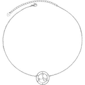 Ladytree Sigil of Lilith Choker S925 Sterling Silver Sigil of Lilith Choker Necklace Gifts for Women Rolo Chain 13+3 inches