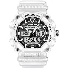 ساعة PINDOWS للرجال رقمية للرجال، ساعة رياضية للمراهقين، ساعة رقمية تناظرية مزدوجة العرض مع منبه ضوئي، مقاومة للماء، ساعة توقيت مزدوجة الوقت، متعددة الوظائف in Kuwait