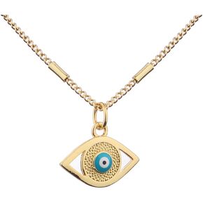 SXXGW Evil Eye Necklace for Women 18K Gold Plated Turkish Eye Necklace Gold Pendant Choker for Girls