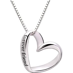 Jewelry Sterling Silver forever friend Love Heart Pendant Necklace